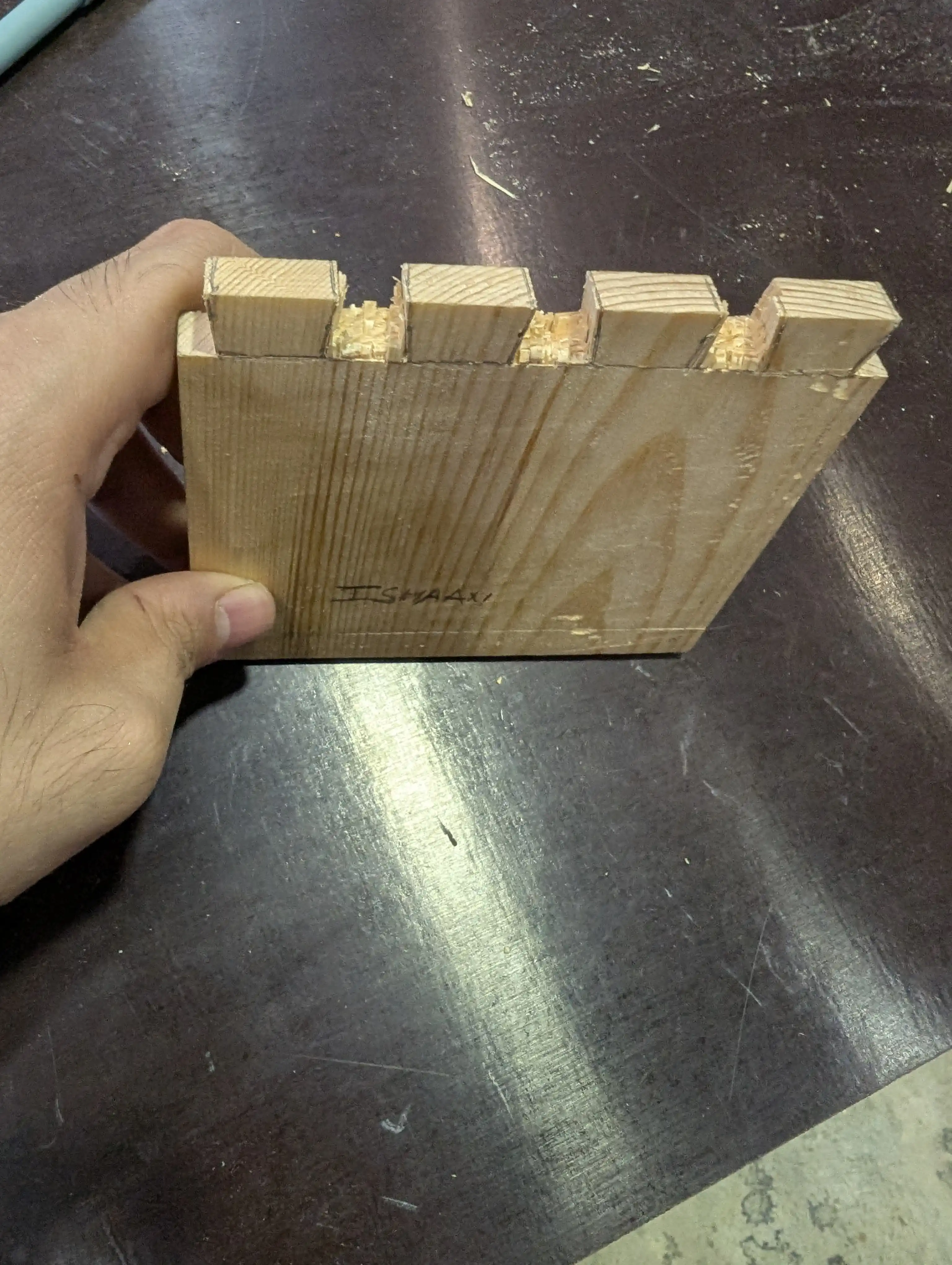 My first dovetail attempt, only the tails are visible.